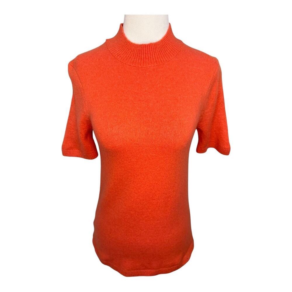 LOFT Petites XXS Petite Orange Petite Mockneck Short‎ Sleeve Sweater